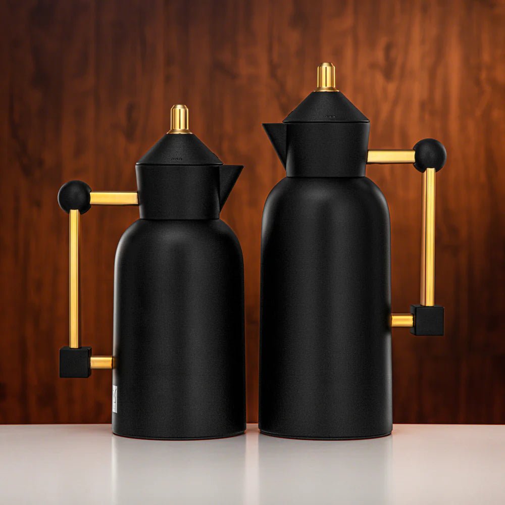 Almarjan Vacuum Flask Set 0.7L + 1L Matt Black & Matt Gold - Al Kabayel Discount CentreAlmarjan Vacuum Flask Set 0.7L + 1L Matt Black & Matt GoldThermosALMARJANAl Kabayel Discount Centre