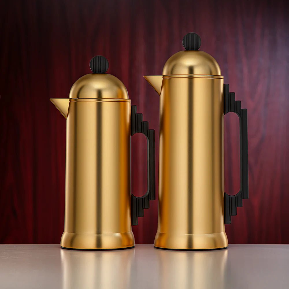 Almarjan Vacuum Flask Set 0.7L & 1L Matte Gold & Black - Al Kabayel Discount CentreAlmarjan Vacuum Flask Set 0.7L & 1L Matte Gold & BlackThermosALMARJANAl Kabayel Discount Centre