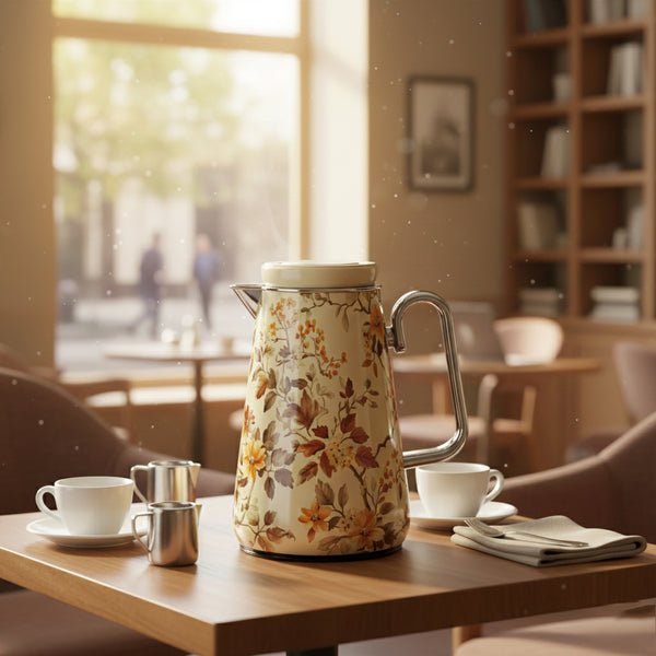 Almarjan XL01 - ART16 Vacuum Flask – 0.7L – Beige with Floral Design - Al Kabayel Discount CentreAlmarjan XL01 - ART16 Vacuum Flask – 0.7L – Beige with Floral DesignThermosALMARJANAl Kabayel Discount Centre