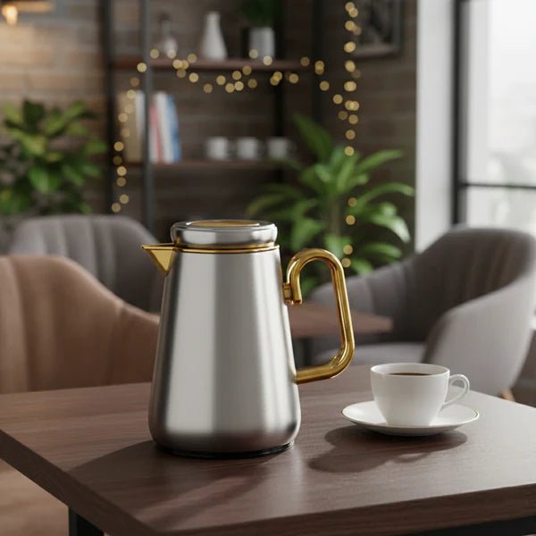 Almarjan XL01 - MS - SG Vacuum Flask – 0.35L – Matte Silver with Gold Accents - Al Kabayel Discount CentreAlmarjan XL01 - MS - SG Vacuum Flask – 0.35L – Matte Silver with Gold AccentsThermosALMARJANAl Kabayel Discount Centre