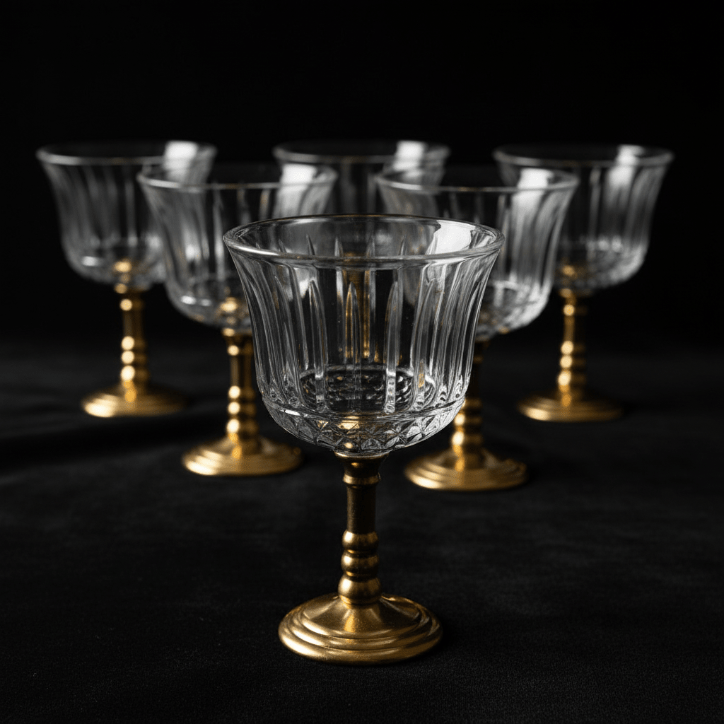 Ameco Crystal Cawa Cup Set | 6 Pcs | Gold Metal Footed Base | 80ml | - Al Kabayel Discount CentreAmeco Crystal Cawa Cup Set | 6 Pcs | Gold Metal Footed Base | 80ml |Tea CupsAMECOAl Kabayel Discount Centre