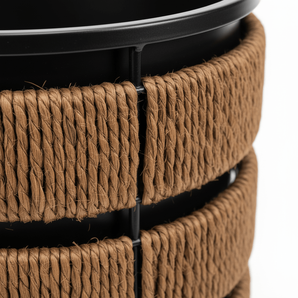 Amin Brown & Black Round Planter Pot with Seagrass Weave & Black Metal Frame - 26×26 cm - Al Kabayel Discount CentreAmin Brown & Black Round Planter Pot with Seagrass Weave & Black Metal Frame - 26×26 cmFlower VaseAMINAl Kabayel Discount Centre