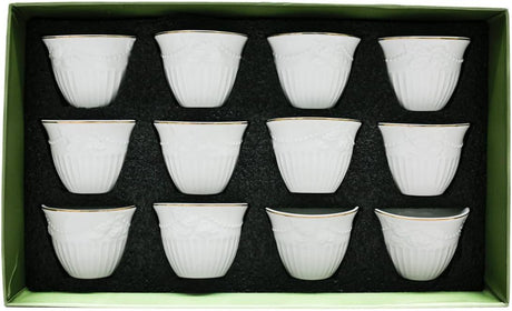 Angela Ceramic 12Pcs Cawa Cup 60ML - White&Gold - Al Kabayel Discount CentreAngela Ceramic 12Pcs Cawa Cup 60ML - White&GoldTea CupsANGELAAl Kabayel Discount Centre