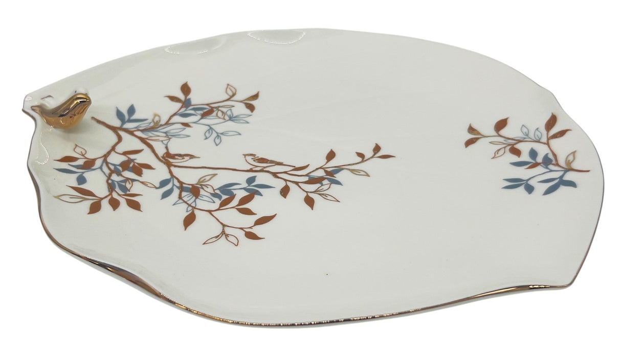 Angela Ceramic Fruit Plate 28cm*26cm, Leaf Design, White and Floral Design - Al Kabayel Discount CentreAngela Ceramic Fruit Plate 28cm*26cm, Leaf Design, White and Floral DesignServing TraysANGELAAl Kabayel Discount Centre