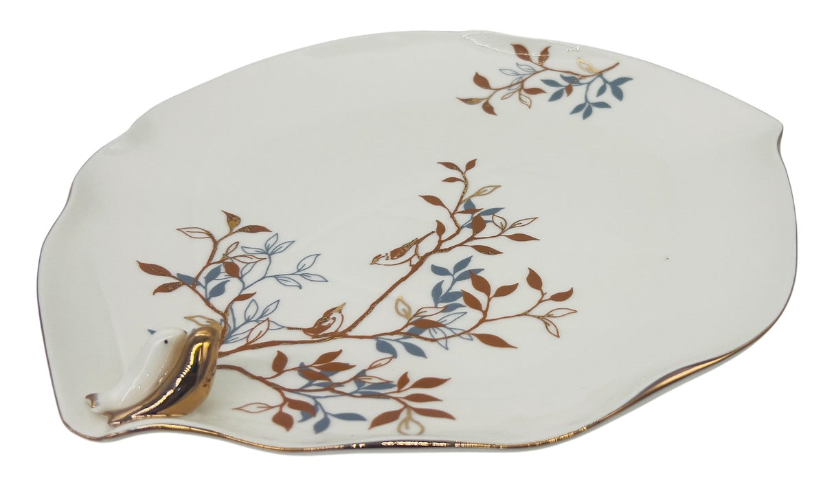 Angela Ceramic Fruit Plate 28cm*26cm, Leaf Design, White and Floral Design - Al Kabayel Discount CentreAngela Ceramic Fruit Plate 28cm*26cm, Leaf Design, White and Floral DesignServing TraysANGELAAl Kabayel Discount Centre