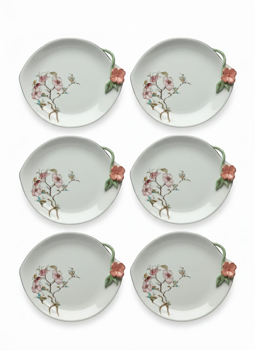 Angela Floral Classic 6 - Piece Ceramic Dessert Plate Set – White (18×22 cm) - Al Kabayel Discount CentreAngela Floral Classic 6 - Piece Ceramic Dessert Plate Set – White (18×22 cm)PlatesANGELAAl Kabayel Discount Centre