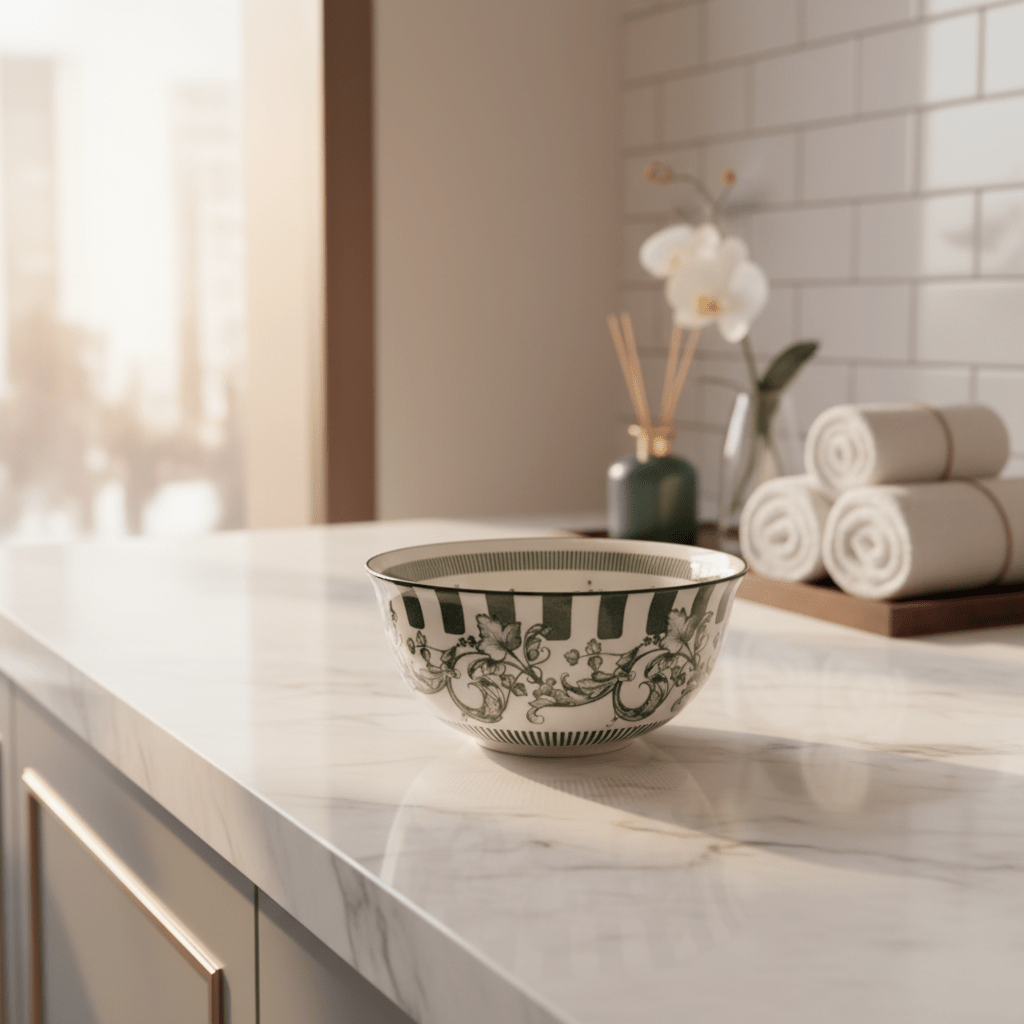 Angela Floral Garden Ceramic Serving Bowl – 13.5 cm (White with Green Floral Design) - Al Kabayel Discount CentreAngela Floral Garden Ceramic Serving Bowl – 13.5 cm (White with Green Floral Design)BowlsANGELAAl Kabayel Discount Centre