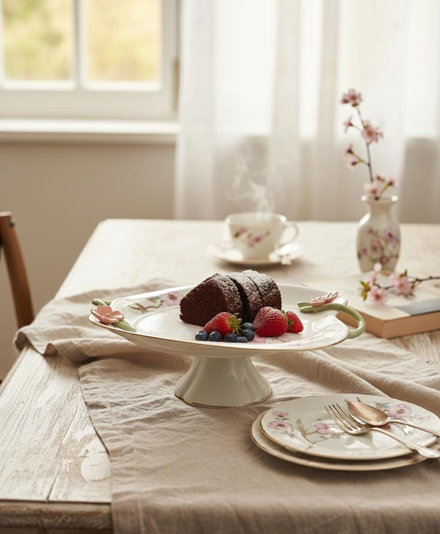 Angela Floral Premium Footed Ceramic Fruit Serving Plate – White (29×12 cm) - Al Kabayel Discount CentreAngela Floral Premium Footed Ceramic Fruit Serving Plate – White (29×12 cm)Serving TraysANGELAAl Kabayel Discount Centre