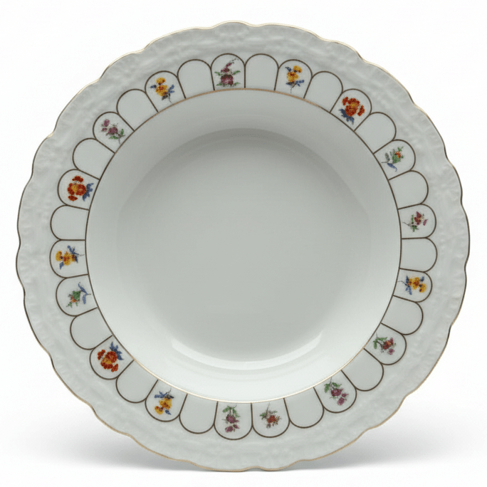 Angela Porcelain Soup Plate 22 cm – White with Floral Border Design, Deep Dish Plate - Al Kabayel Discount CentreAngela Porcelain Soup Plate 22 cm – White with Floral Border Design, Deep Dish PlatePlatesANGELAAl Kabayel Discount Centre