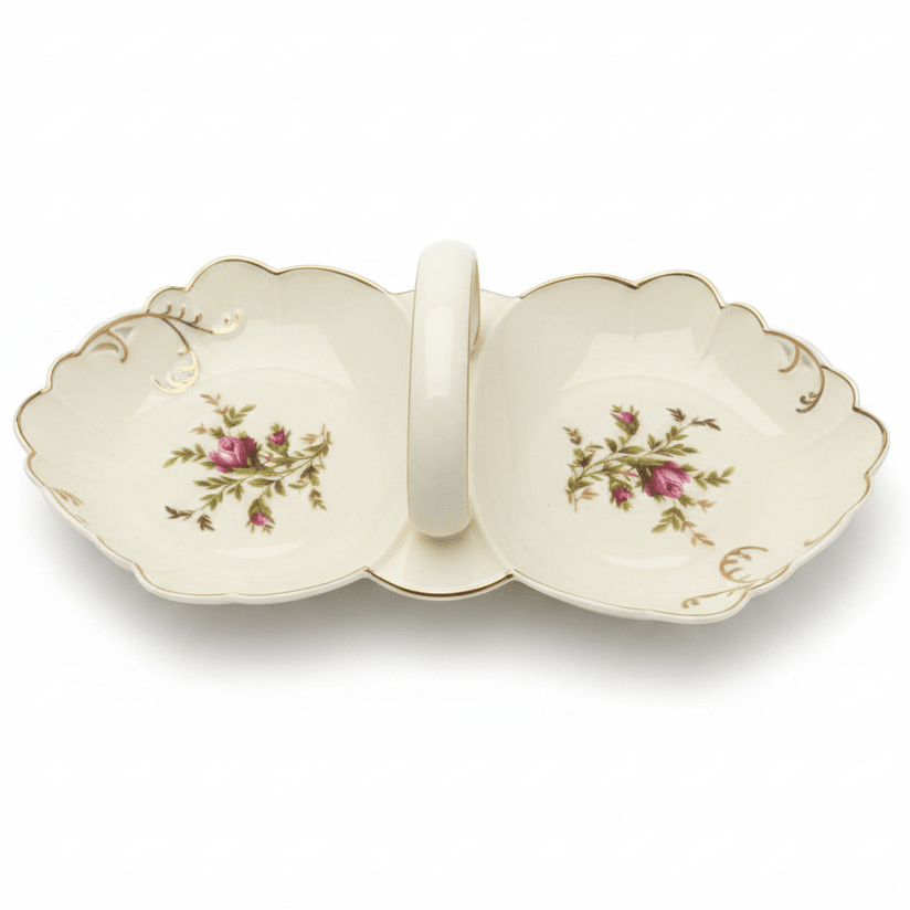 Angela Premium Cream Ceramic 2 - Section Candy Serving Basket with Floral Design 30×15 cm Stylish Organizer - Al Kabayel Discount CentreAngela Premium Cream Ceramic 2 - Section Candy Serving Basket with Floral Design 30×15 cm Stylish OrganizerServing TraysANGELAAl Kabayel Discount Centre
