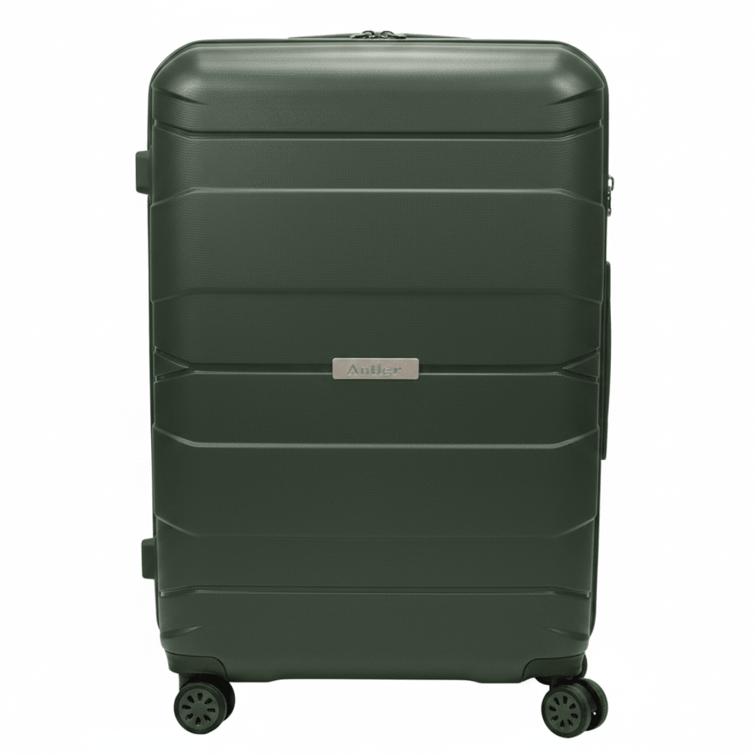 Antler Hard Shell PP Trolley Bag | Olive Green | 4-Wheel Spinner | 24 Inch | - Al Kabayel Discount CentreAntler Hard Shell PP Trolley Bag | Olive Green | 4-Wheel Spinner | 24 Inch |Cabin LuggageANTLERAl Kabayel Discount Centre
