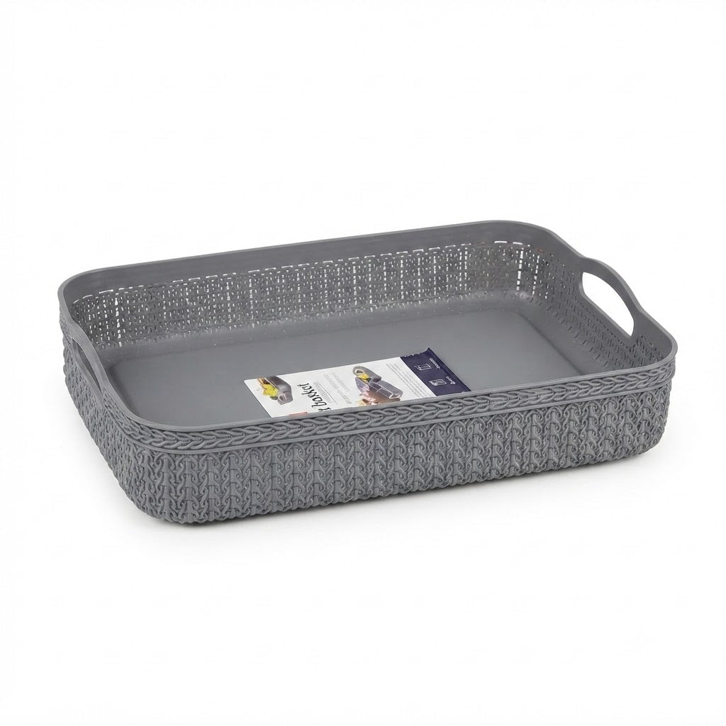 Apex Plastic Net Basket Rattan-Style Weave with Handles - 34×26 cm - Dusty Blue / Grey - Al Kabayel Discount CentreApex Plastic Net Basket Rattan-Style Weave with Handles - 34×26 cm - Dusty Blue / GreyOrganizers & AccessoriesAPEXAl Kabayel Discount Centre