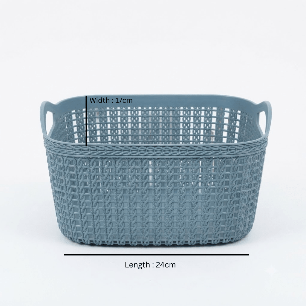 Apex Plastic Rattan-Style Net Basket - 24×17 cm - Brown / Dusty Blue - Al Kabayel Discount CentreApex Plastic Rattan-Style Net Basket - 24×17 cm - Brown / Dusty BlueOrganizers & AccessoriesAPEXAl Kabayel Discount Centre