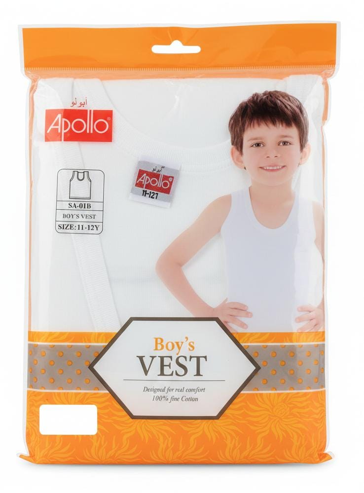 Apollo Boys Pure Cotton Sleeveless Vest, Premium Quality Fabric, White Color, Boys Wear, 11–12 Years - Al Kabayel Discount CentreApollo Boys Pure Cotton Sleeveless Vest, Premium Quality Fabric, White Color, Boys Wear, 11–12 YearsBoys's/Kid's UnderwearsAPOLLOAl Kabayel Discount Centre