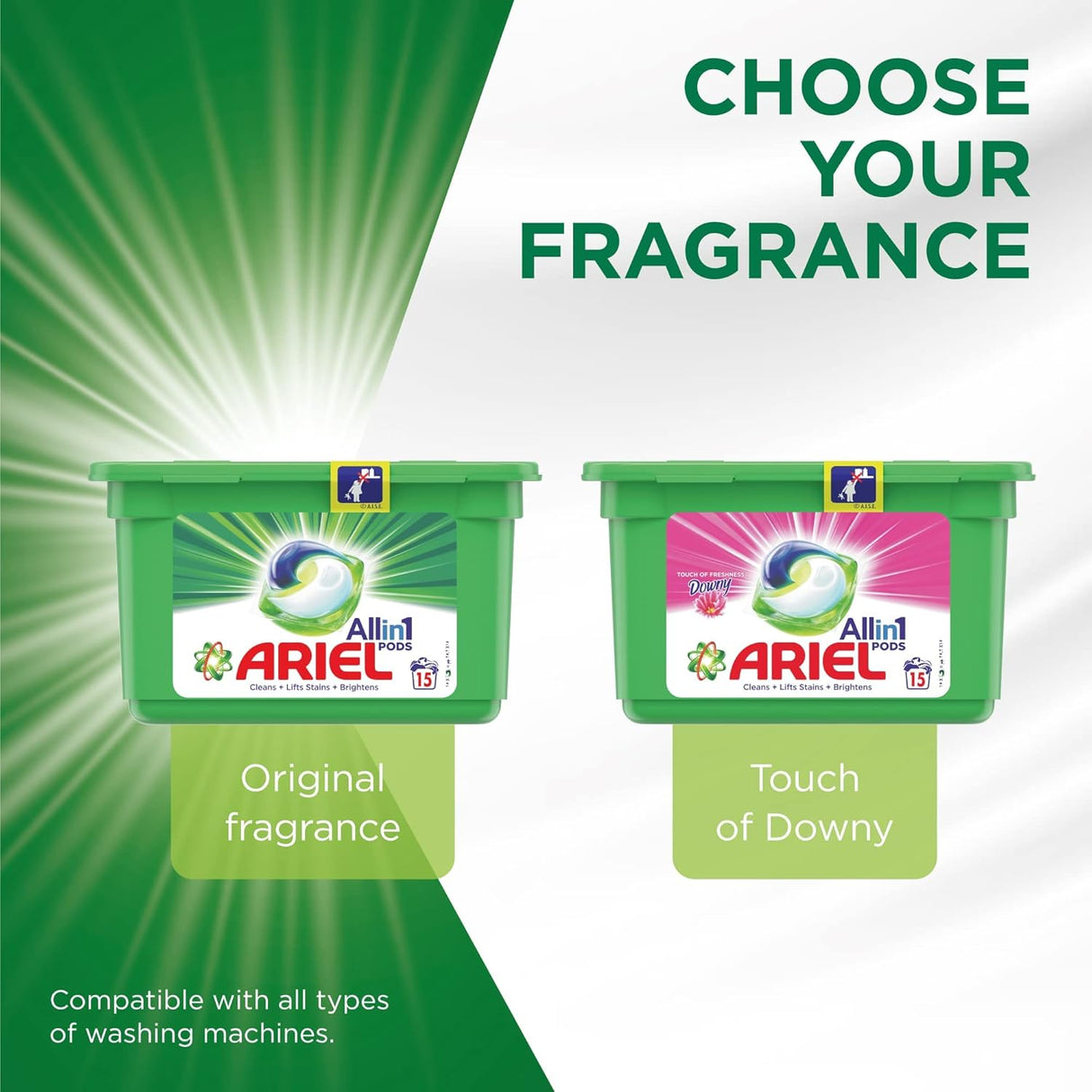 Ariel 3In1 Pods With A Touch Of Downy Freshness, Ariel Liquid Detergent Capsules, Powerful Stain Remover Detergent, Pack Of 2 X 15 Pods - Al Kabayel Discount CentreAriel 3In1 Pods With A Touch Of Downy Freshness, Ariel Liquid Detergent Capsules, Powerful Stain Remover Detergent, Pack Of 2 X 15 PodsHome SuppliesARIELAl Kabayel Discount Centre