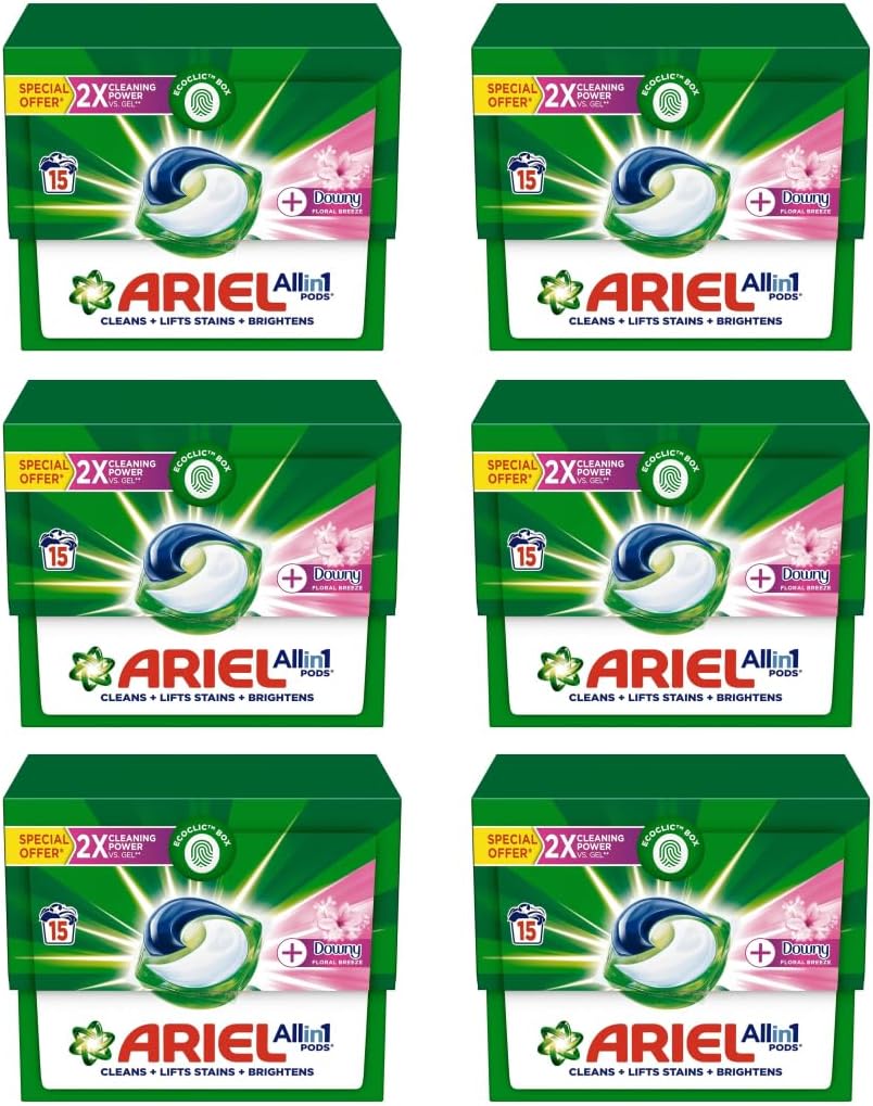 Ariel 3in1 Pods with a Touch of Downy Freshness, Ariel Liquid Detergent Capsules, Powerful Stain Remover Detergent, Pack of 6 x 15 Pods (90 Capsules) - Al Kabayel Discount CentreAriel 3in1 Pods with a Touch of Downy Freshness, Ariel Liquid Detergent Capsules, Powerful Stain Remover Detergent, Pack of 6 x 15 Pods (90 Capsules)Home SuppliesARIELAl Kabayel Discount Centre