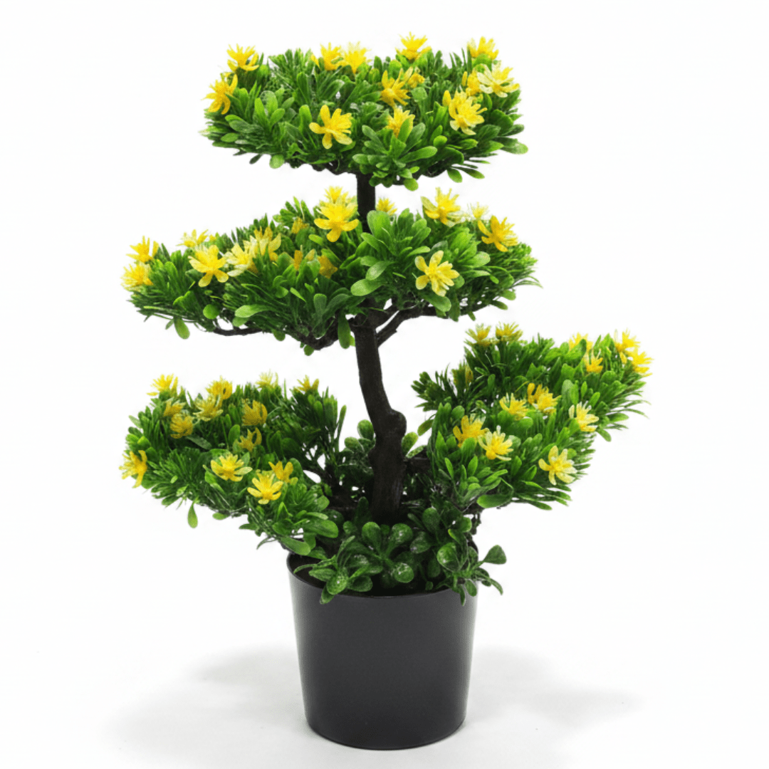Artificial Bonsai Tree with Yellow Blooms | 35cm | Black Vase | Premium Faux Plant Décor - Al Kabayel Discount CentreArtificial Bonsai Tree with Yellow Blooms | 35cm | Black Vase | Premium Faux Plant DécorArtificial FloraAKDCAl Kabayel Discount Centre