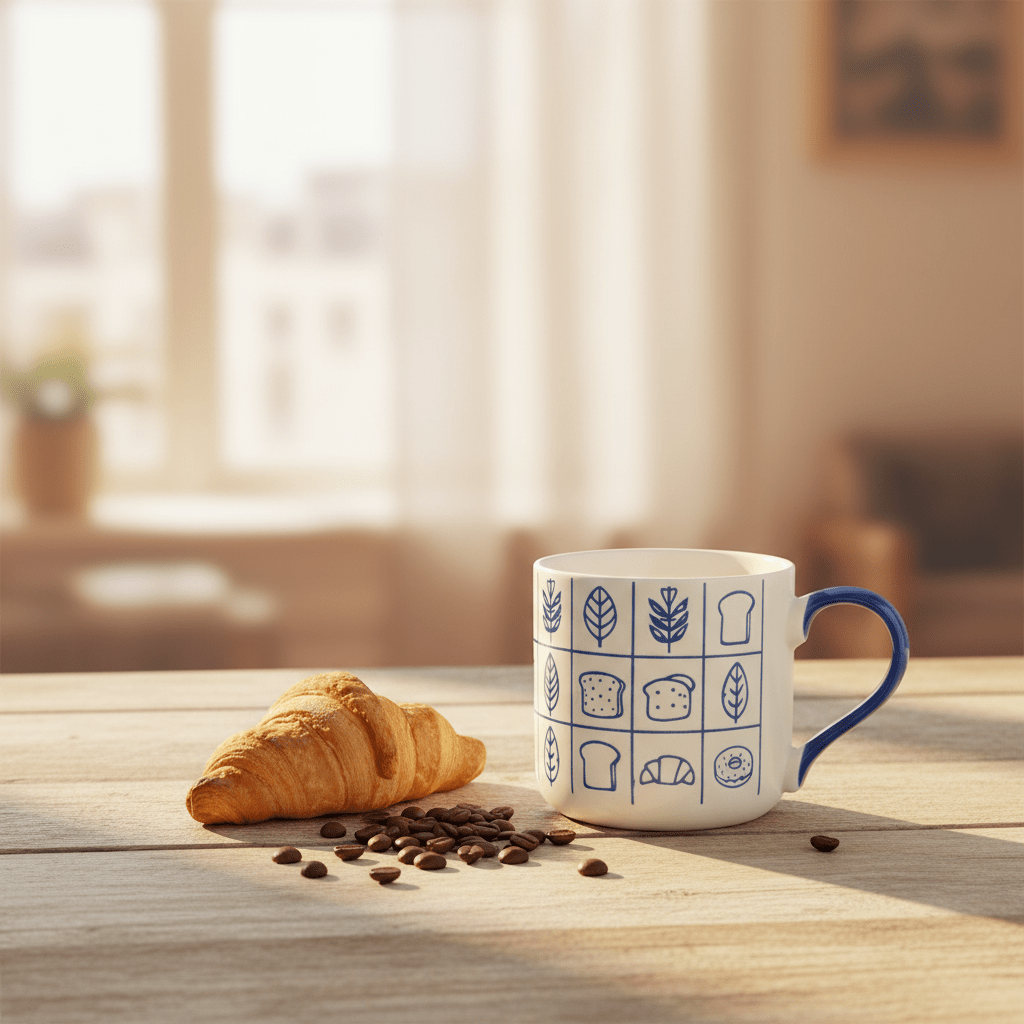 Artisan Ceramic Mug 380ml — Blue Harvest Edition | White & Blue Illustrated Mug with Ergonomic Handle - Al Kabayel Discount CentreArtisan Ceramic Mug 380ml — Blue Harvest Edition | White & Blue Illustrated Mug with Ergonomic HandleMugsAKDCAl Kabayel Discount Centre