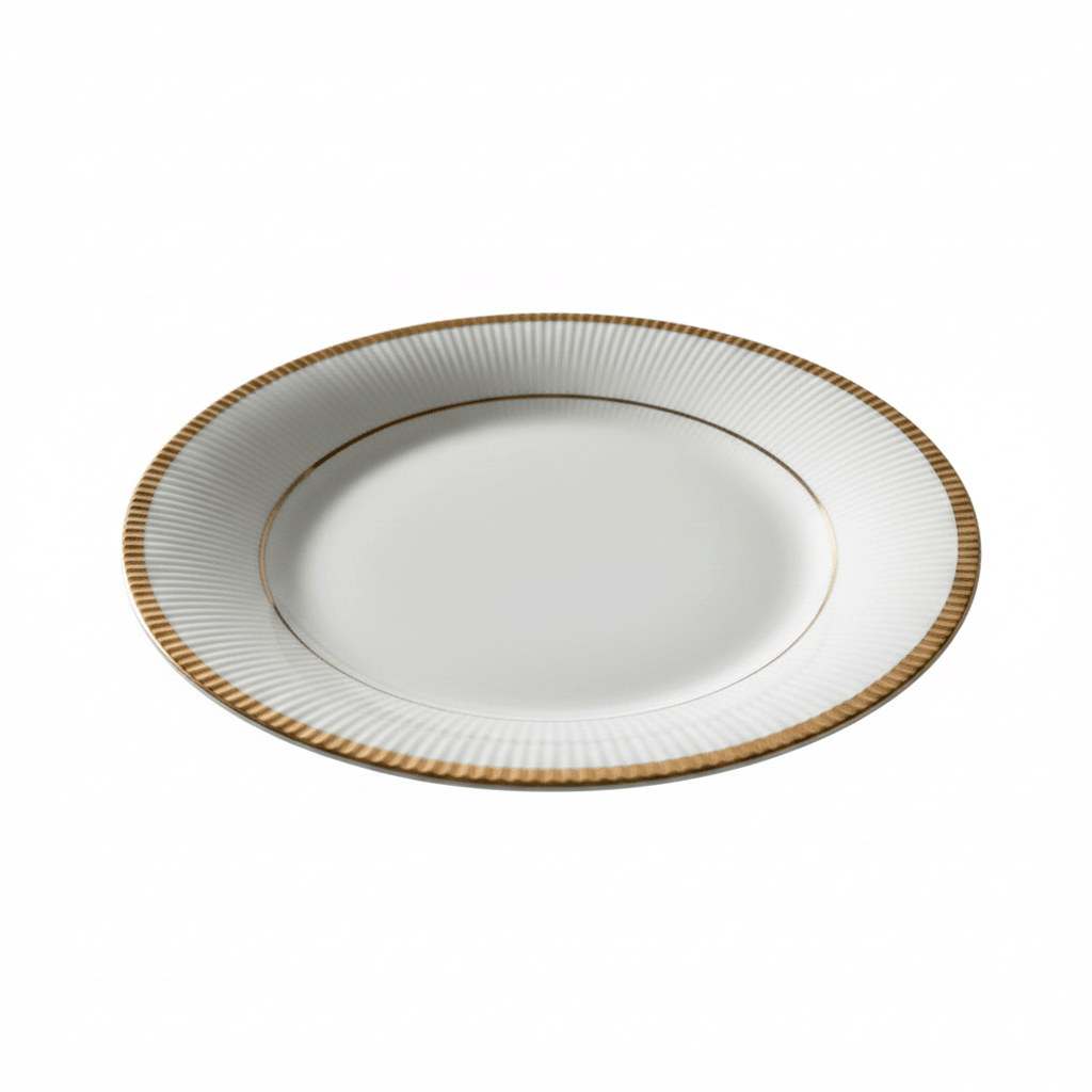 Ascot White Porcelain Meat Plate with Gold Rim — 6.75 Inch | Premium Dining Servingware - Al Kabayel Discount CentreAscot White Porcelain Meat Plate with Gold Rim — 6.75 Inch | Premium Dining ServingwarePlatesASCOTAl Kabayel Discount Centre