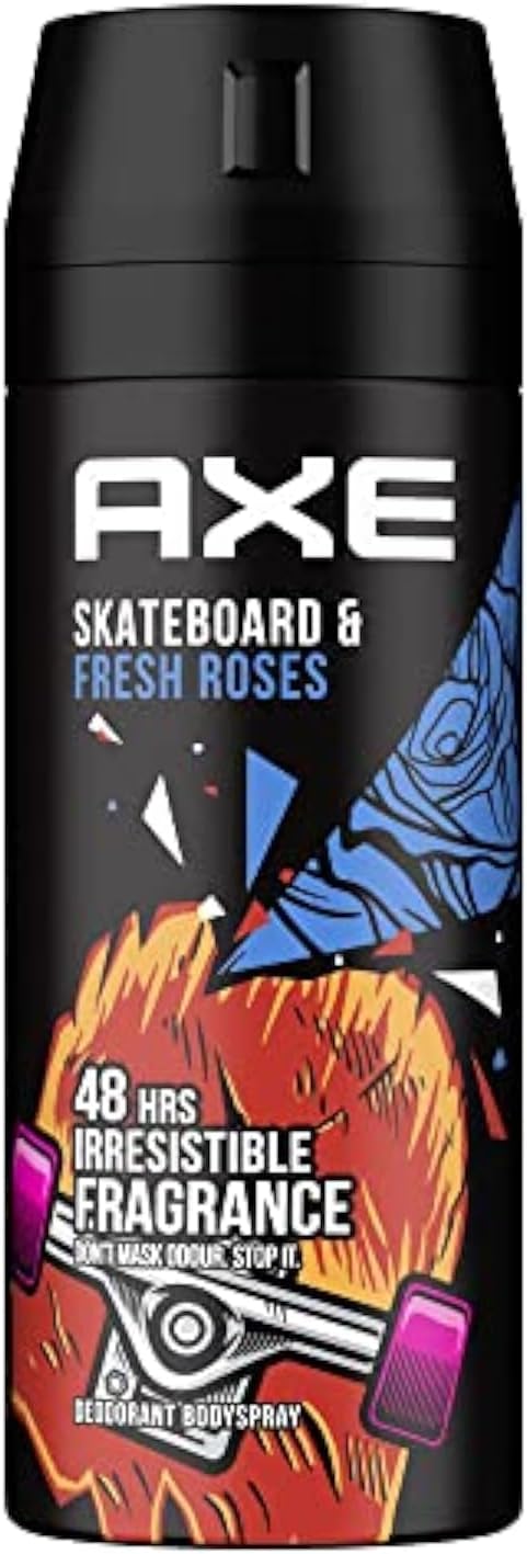 AXE Men Deodorant Body Spray, for long lasting odour protection, Skateboard & Fresh Roses, 48 hours of freshness - 150ML - Al Kabayel Discount CentreAXE Men Deodorant Body Spray, for long lasting odour protection, Skateboard & Fresh Roses, 48 hours of freshness - 150MLFragrancesAXEAl Kabayel Discount Centre