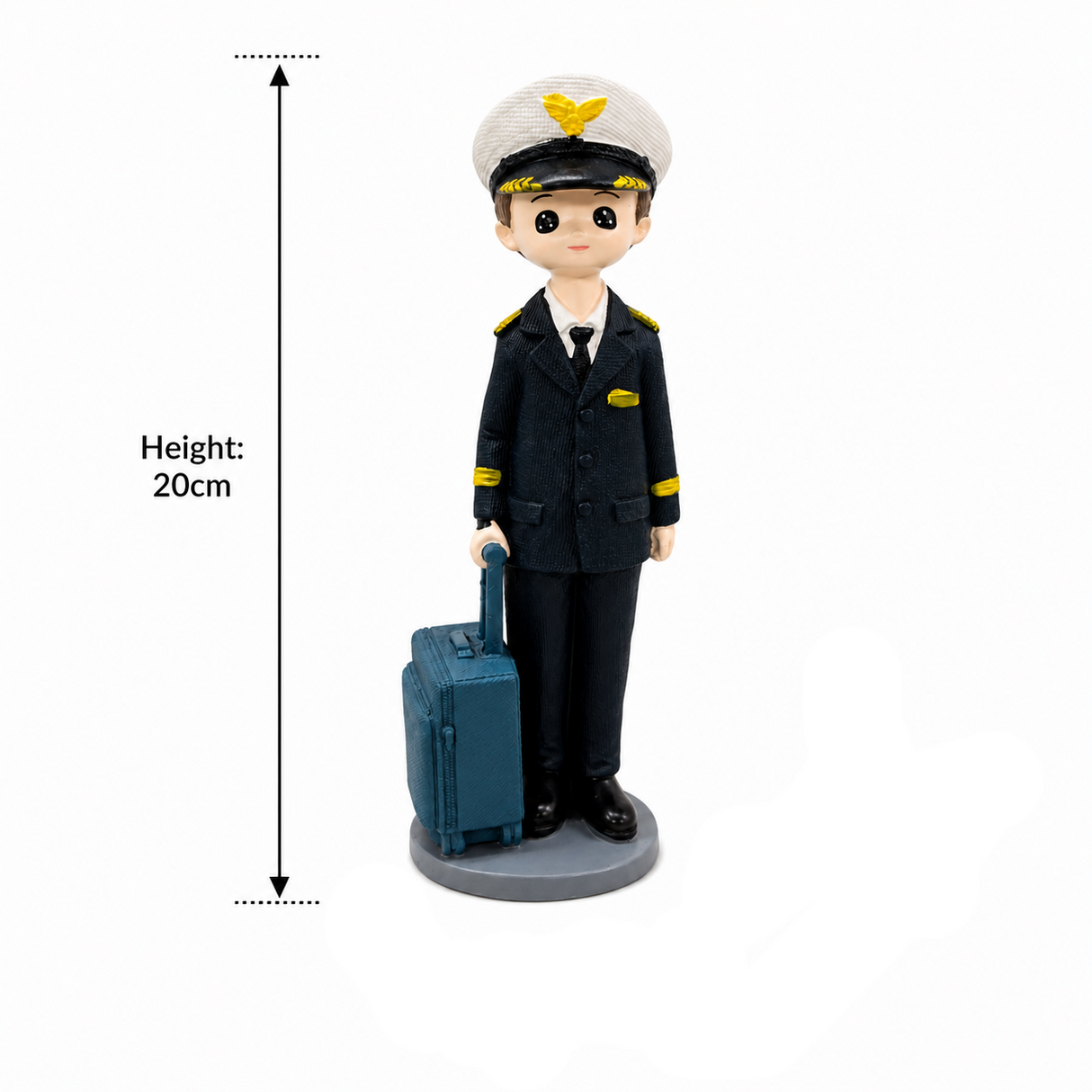 Navy Blue Boy Pilot Polyresin Decorative Figurine - 20 cm