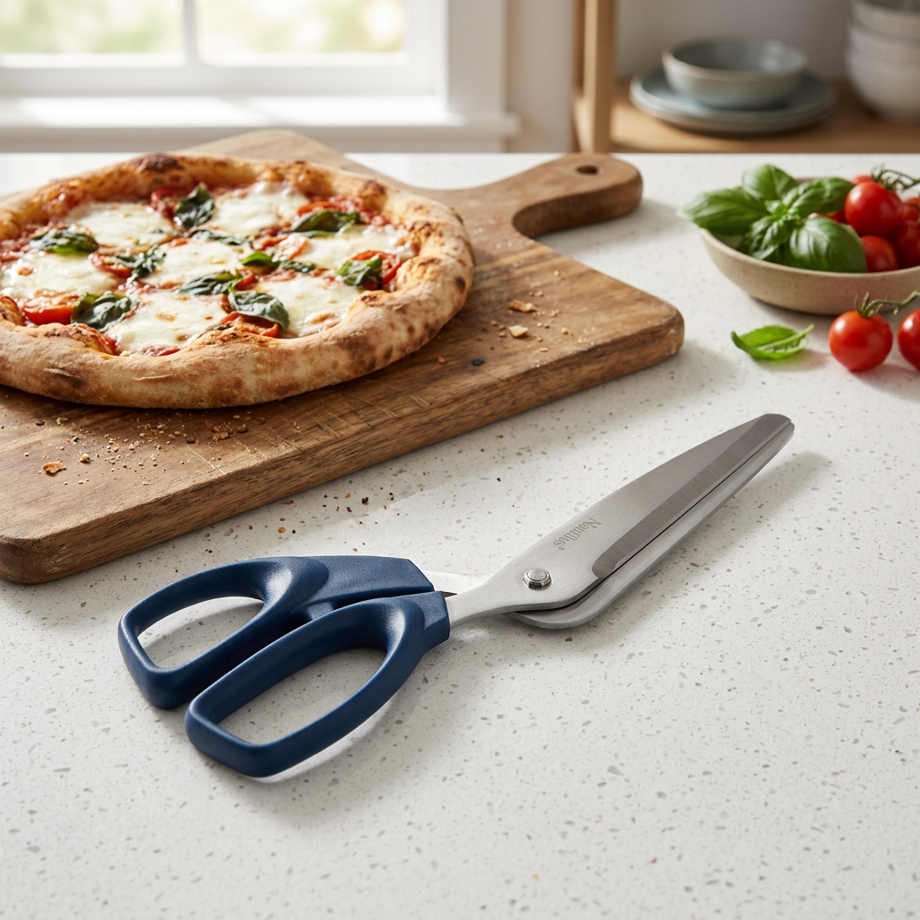 Nautilus Pizza Scissors Navy Blue & Silver - 25cm