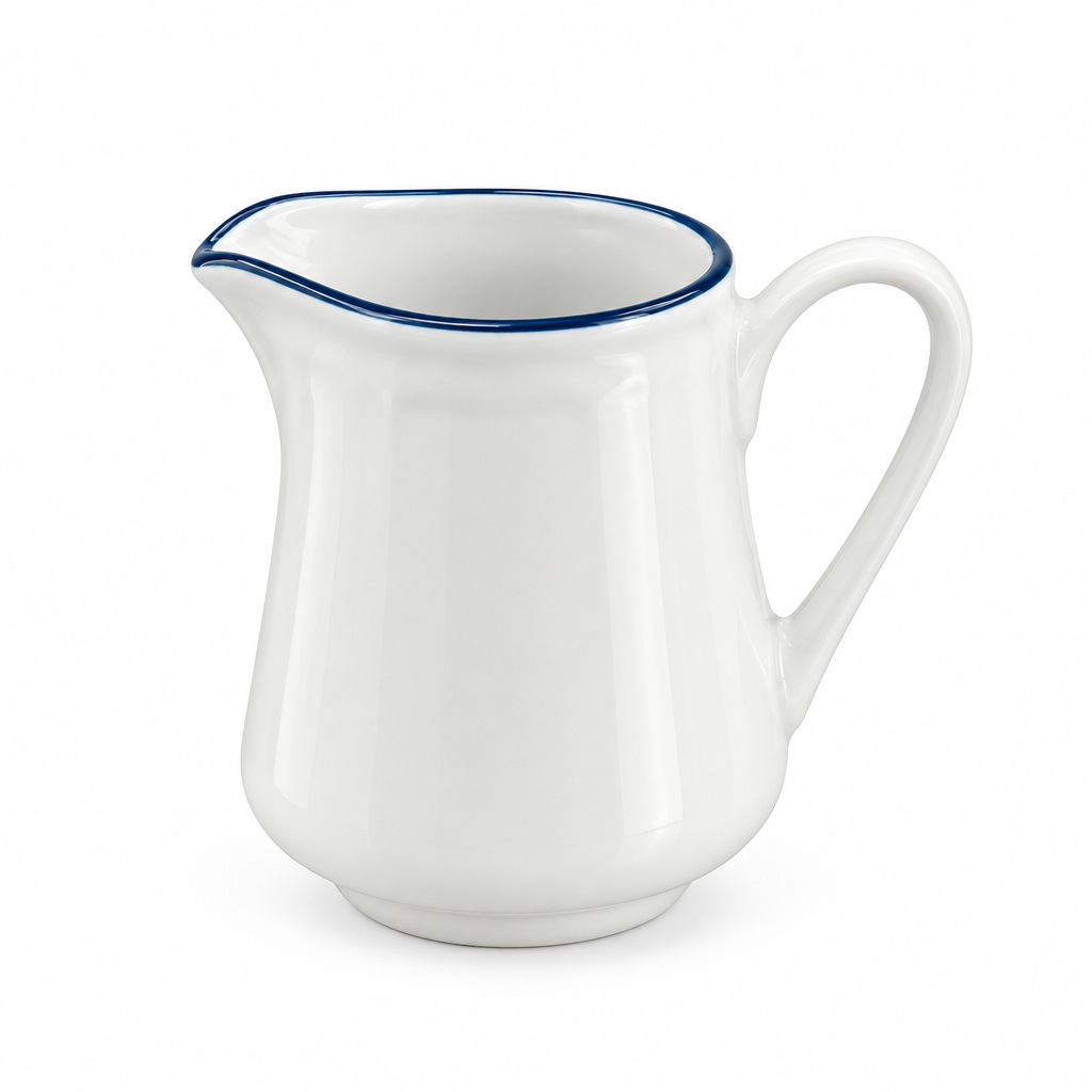 Luhpar Ceramic Creamer Jug White with Blue Rim - 300ml