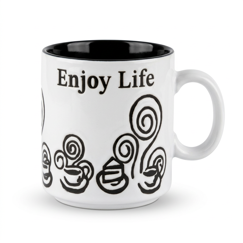 Royalford Ceramic Mug White & Black - 260ml