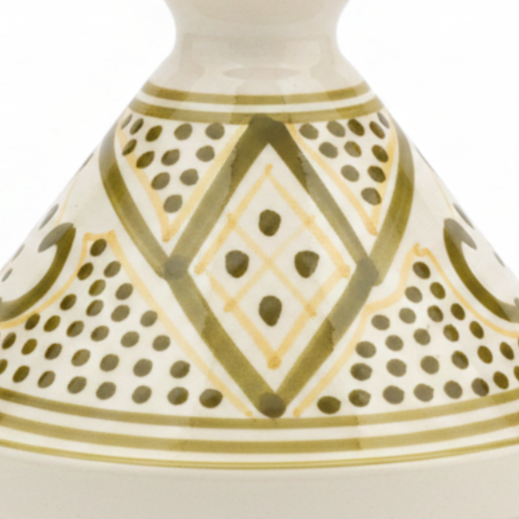 Slama Cream & Olive Gold Ceramic Tajine Set - 13cm