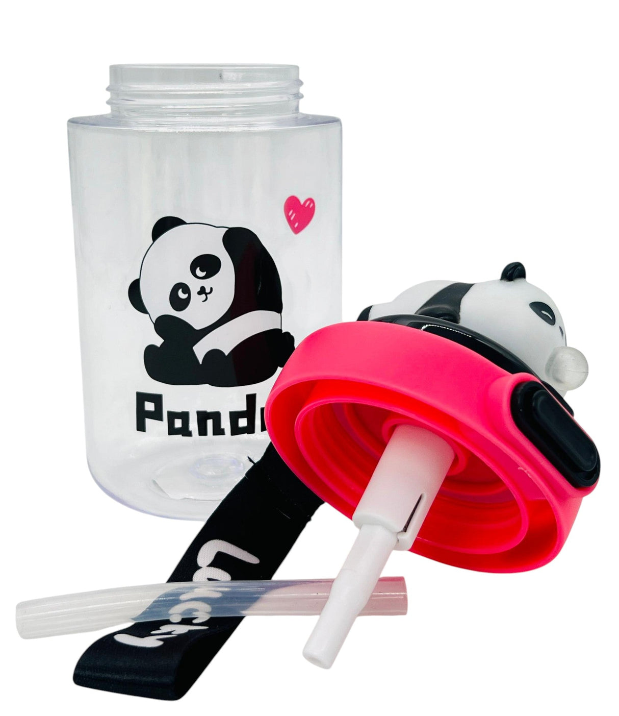 Bailiyou Trasparent Plastic Water Bottle 450ml, Bottle with Panda Figurines, Pink - Black - Al Kabayel Discount CentreBailiyou Trasparent Plastic Water Bottle 450ml, Bottle with Panda Figurines, Pink - BlackWater BottlesBAILIYOUAl Kabayel Discount Centre