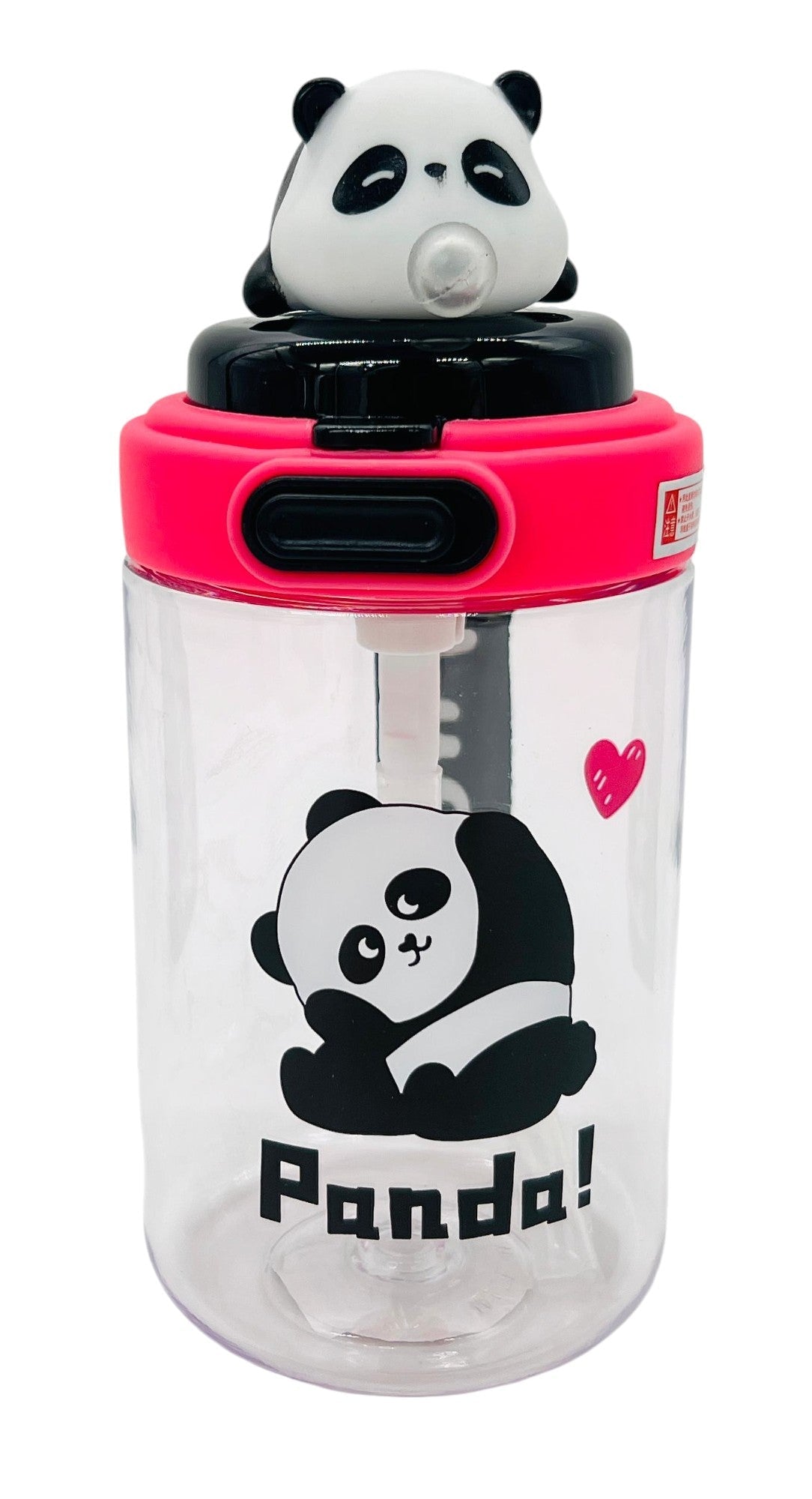 Bailiyou Trasparent Plastic Water Bottle 450ml, Bottle with Panda Figurines, Pink - Black - Al Kabayel Discount CentreBailiyou Trasparent Plastic Water Bottle 450ml, Bottle with Panda Figurines, Pink - BlackWater BottlesBAILIYOUAl Kabayel Discount Centre