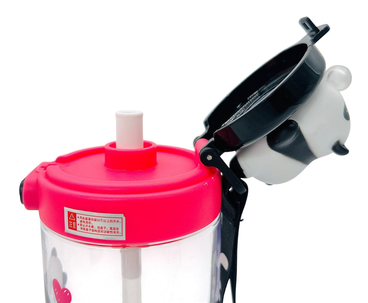 Bailiyou Trasparent Plastic Water Bottle 450ml, Bottle with Panda Figurines, Pink - Black - Al Kabayel Discount CentreBailiyou Trasparent Plastic Water Bottle 450ml, Bottle with Panda Figurines, Pink - BlackWater BottlesBAILIYOUAl Kabayel Discount Centre