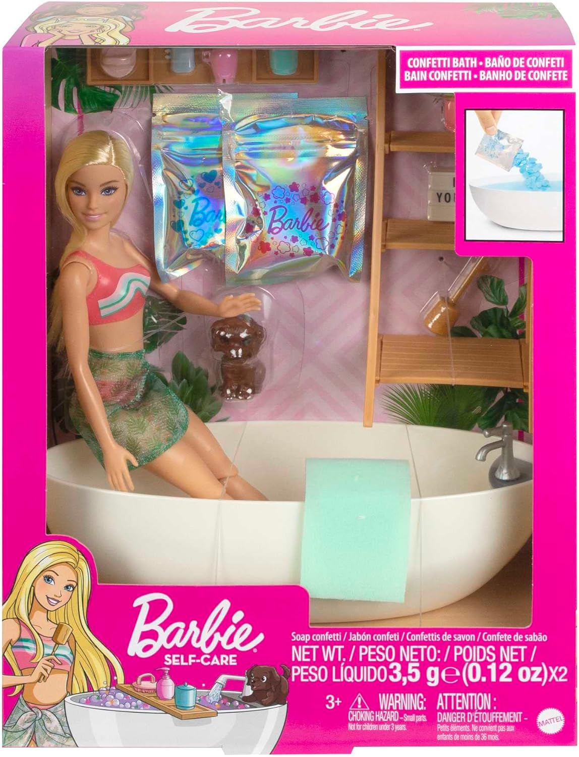 Barbie Doll & Bathtub Playset, Blonde, Confetti Soap & Accessories, HKT92 - Al Kabayel Discount CentreBarbie Doll & Bathtub Playset, Blonde, Confetti Soap & Accessories, HKT92Toys for girlsBARBIEAl Kabayel Discount Centre