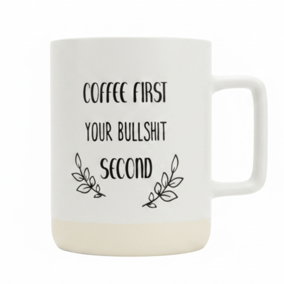 Baytix "Coffee First" White & Cream Ceramic Mug — 400ml - Al Kabayel Discount CentreBaytix "Coffee First" White & Cream Ceramic Mug — 400mlMugsBAYTIXAl Kabayel Discount Centre
