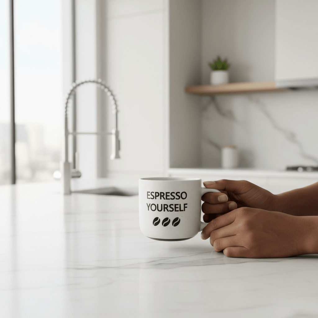 Baytix "Espresso Yourself" White Ceramic Mug — 300ml - Al Kabayel Discount CentreBaytix "Espresso Yourself" White Ceramic Mug — 300mlMugsBAYTIXAl Kabayel Discount Centre
