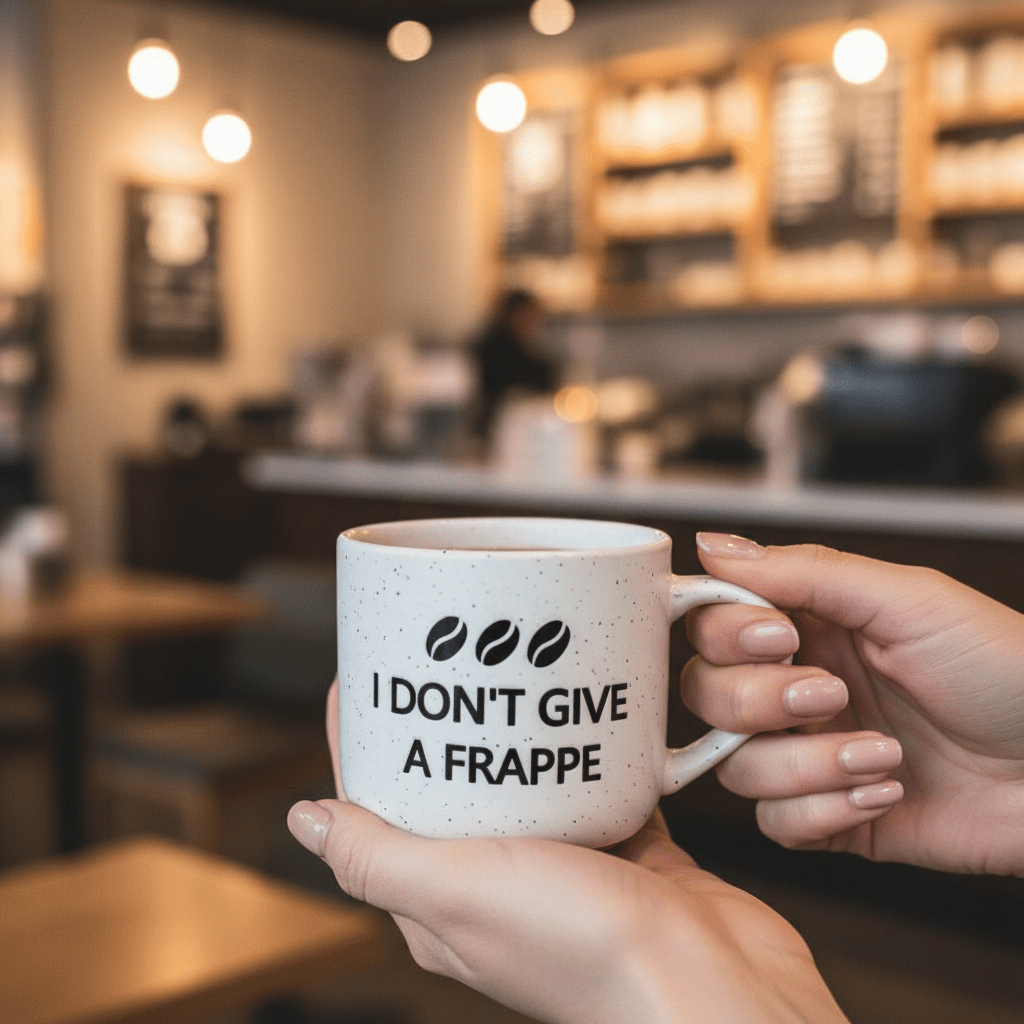 Baytix "I Don't Give a Frappé" White Ceramic Mug — 300ml - Al Kabayel Discount CentreBaytix "I Don't Give a Frappé" White Ceramic Mug — 300mlMugsBAYTIXAl Kabayel Discount Centre