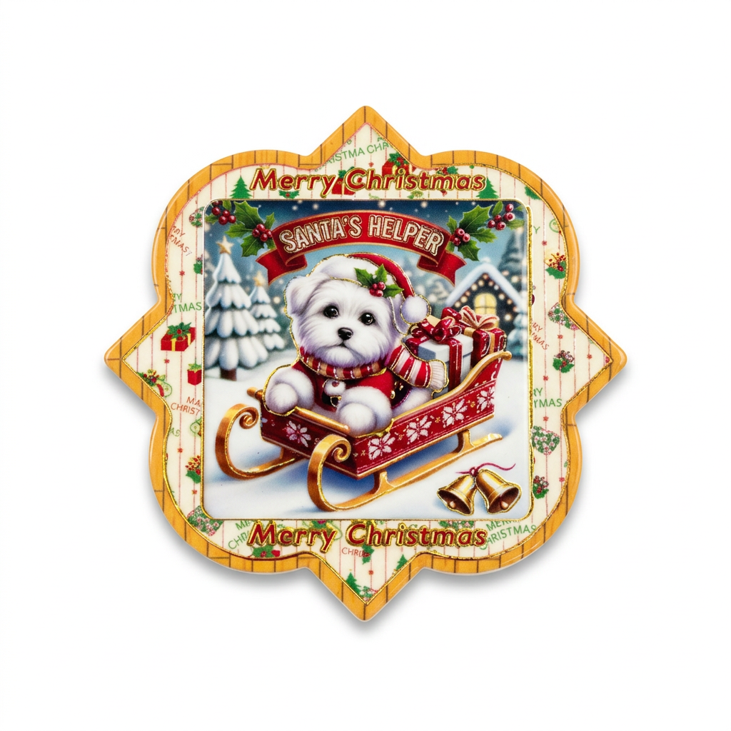 Ceramic-Coated Christmas Coaster - 11cm