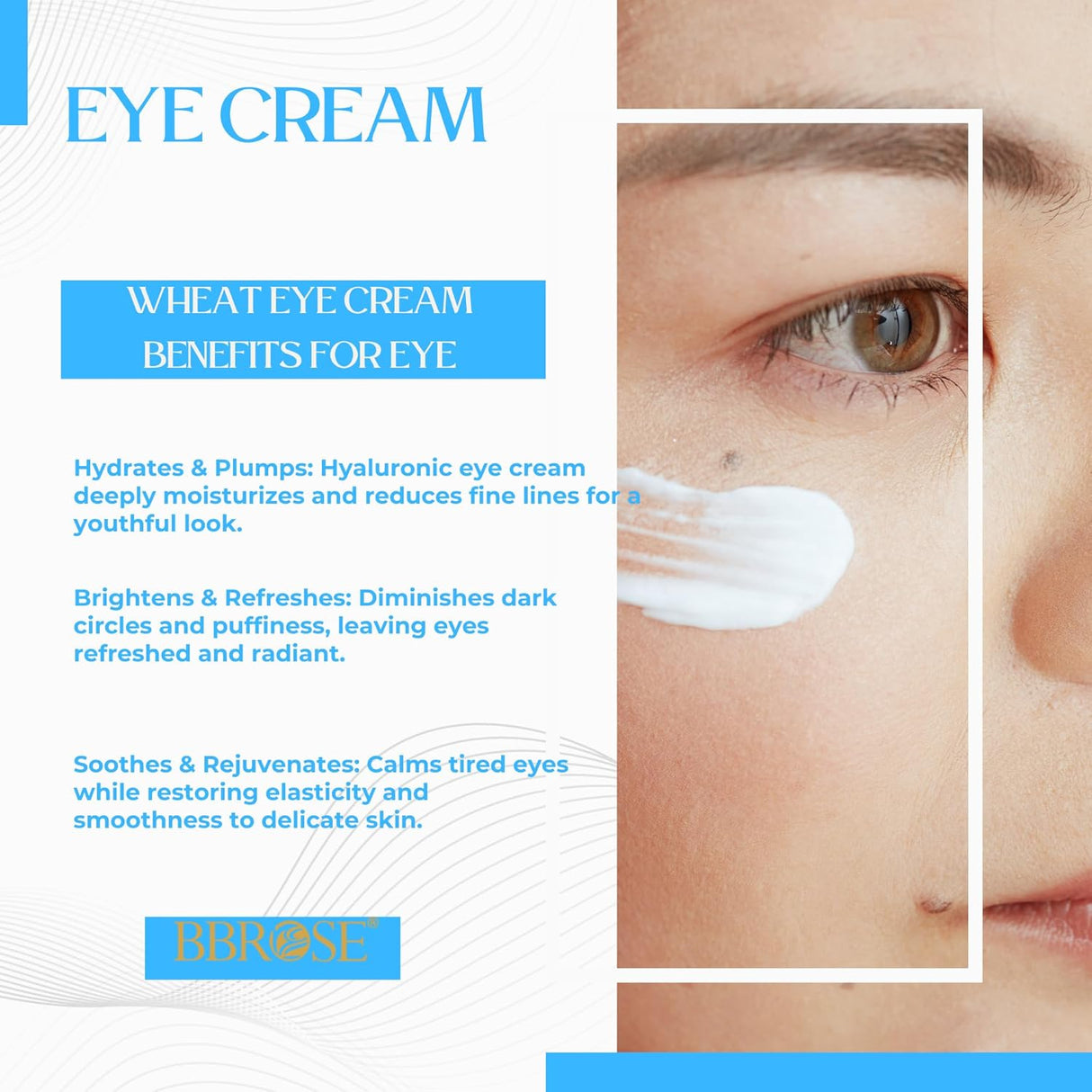 BBROSE Hyaluronic Eye Cream Hydrating & Firming Eye Cream for Dark Circles, Puffiness, Fine Lines & Wrinkles, Enriched with Hyaluronic Acid, Refreshing & Rejuvenating Formula for Youthful Skin - 30ML - Al Kabayel Discount CentreBBROSE Hyaluronic Eye Cream Hydrating & Firming Eye Cream for Dark Circles, Puffiness, Fine Lines & Wrinkles, Enriched with Hyaluronic Acid, Refreshing & Rejuvenating Formula for Youthful Skin - 30MLSkin CareBBROSEAl Kabayel Discount Centre