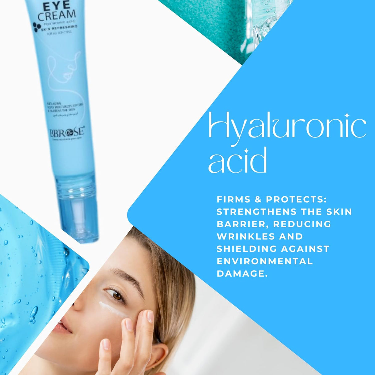 BBROSE Hyaluronic Eye Cream Hydrating & Firming Eye Cream for Dark Circles, Puffiness, Fine Lines & Wrinkles, Enriched with Hyaluronic Acid, Refreshing & Rejuvenating Formula for Youthful Skin - 30ML - Al Kabayel Discount CentreBBROSE Hyaluronic Eye Cream Hydrating & Firming Eye Cream for Dark Circles, Puffiness, Fine Lines & Wrinkles, Enriched with Hyaluronic Acid, Refreshing & Rejuvenating Formula for Youthful Skin - 30MLSkin CareBBROSEAl Kabayel Discount Centre