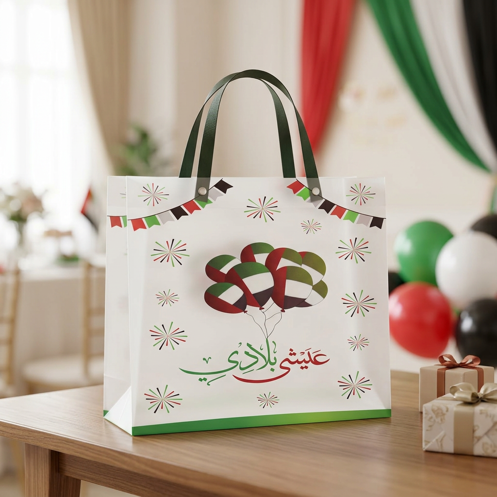 UAE National Day Plastic Gift Bag with Handles - 30×35cm