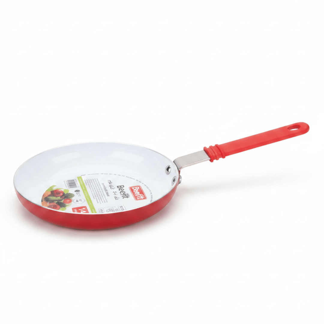 Beefit Red Mini Ceramic Coated Fry Pan 14cm – Non-Stick Metal Skillet with Silicone Handle for Eggs, Sauces & Single Servings - Al Kabayel Discount CentreBeefit Red Mini Ceramic Coated Fry Pan 14cm – Non-Stick Metal Skillet with Silicone Handle for Eggs, Sauces & Single ServingsFrying Pans & SkilletsBEEFITAl Kabayel Discount Centre