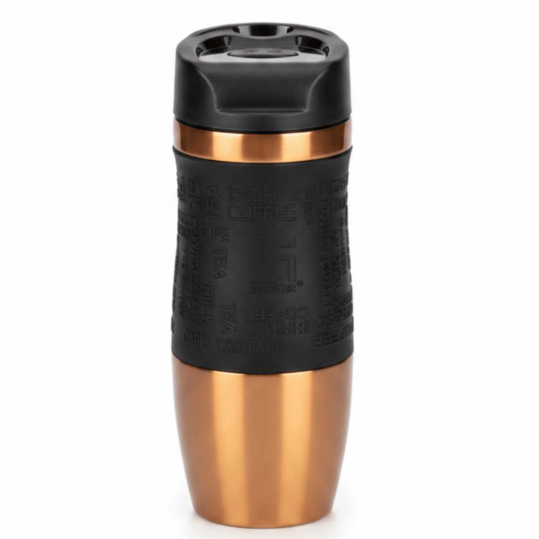 Bergner Copper Finish Stainless Steel Water Bottle with Black Silicone Sleeve – 360 ml - Al Kabayel Discount CentreBergner Copper Finish Stainless Steel Water Bottle with Black Silicone Sleeve – 360 mlWater BottlesBERGNERAl Kabayel Discount Centre