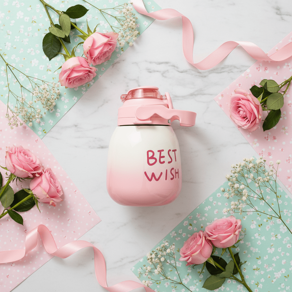 Best Wishes Pink & Cream Stainless Steel Vacuum Flask with Premium Blue Handle 1000ml - Al Kabayel Discount CentreBest Wishes Pink & Cream Stainless Steel Vacuum Flask with Premium Blue Handle 1000mlWater BottlesAKDCAl Kabayel Discount Centre