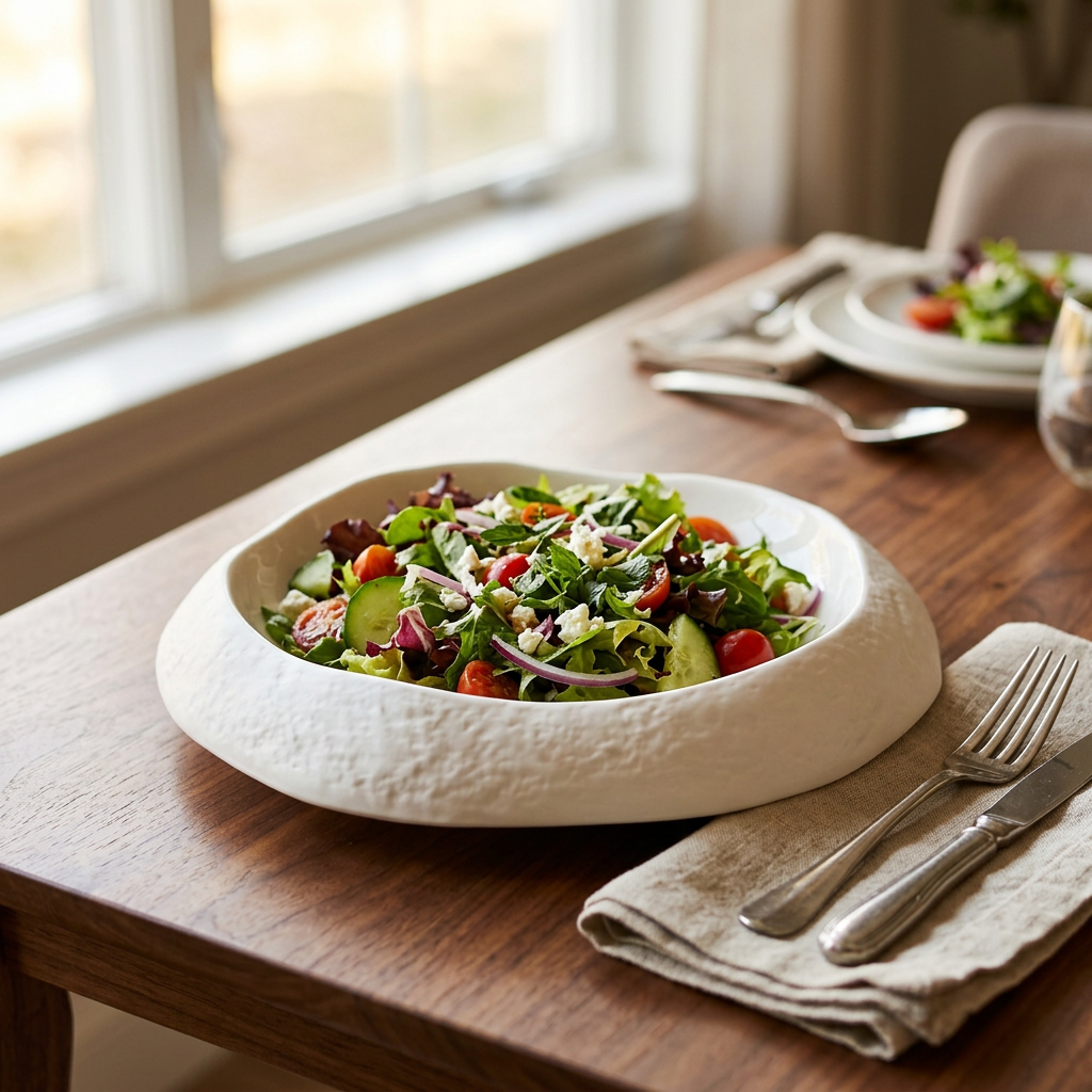 Textured Ceramic Serving Dish White - 23cm