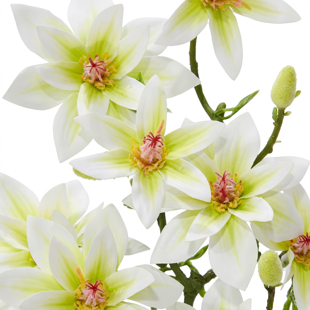 Artificial Orchid Plant in Ceramic Vase White & Lime Green - 40cm
