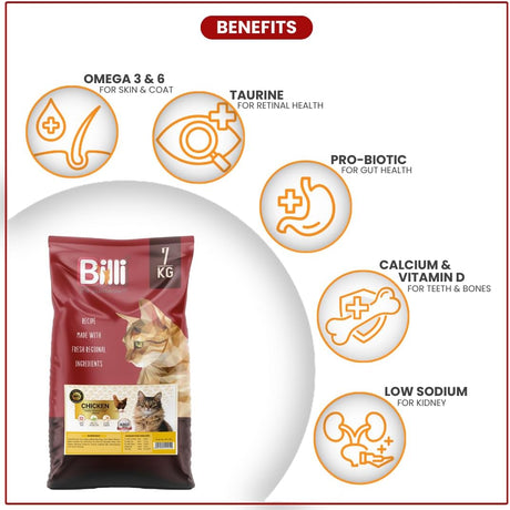 Billi Adult Real Chicken Cat Food 7 Kg - Al Kabayel Discount CentreBilli Adult Real Chicken Cat Food 7 KgPet SuppliesBILLIAl Kabayel Discount Centre