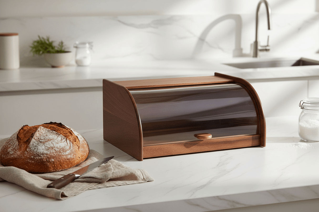 Billi Bread Box with Sliding Acrylic Lid | Walnut Wood | 27×40×18 cm - Al Kabayel Discount CentreBilli Bread Box with Sliding Acrylic Lid | Walnut Wood | 27×40×18 cmOrganizers & AccessoriesBILLIAl Kabayel Discount Centre