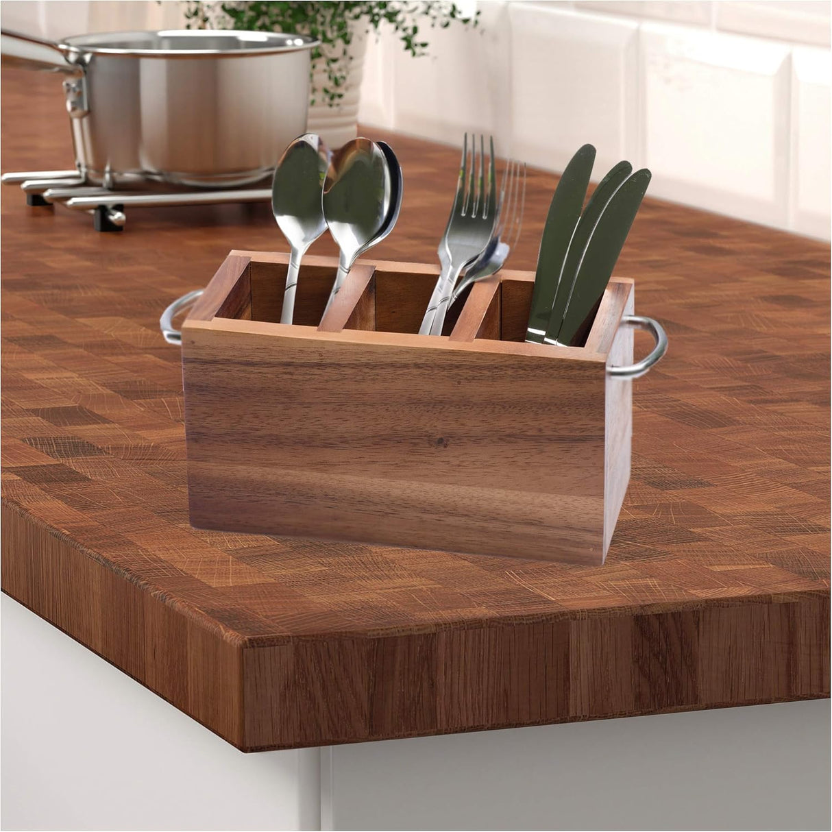 Billi Wooden Cutlery Holder With Metal Handle - Al Kabayel Discount CentreBilli Wooden Cutlery Holder With Metal HandleKitchen Utensils & GadgetsBILLIAl Kabayel Discount Centre
