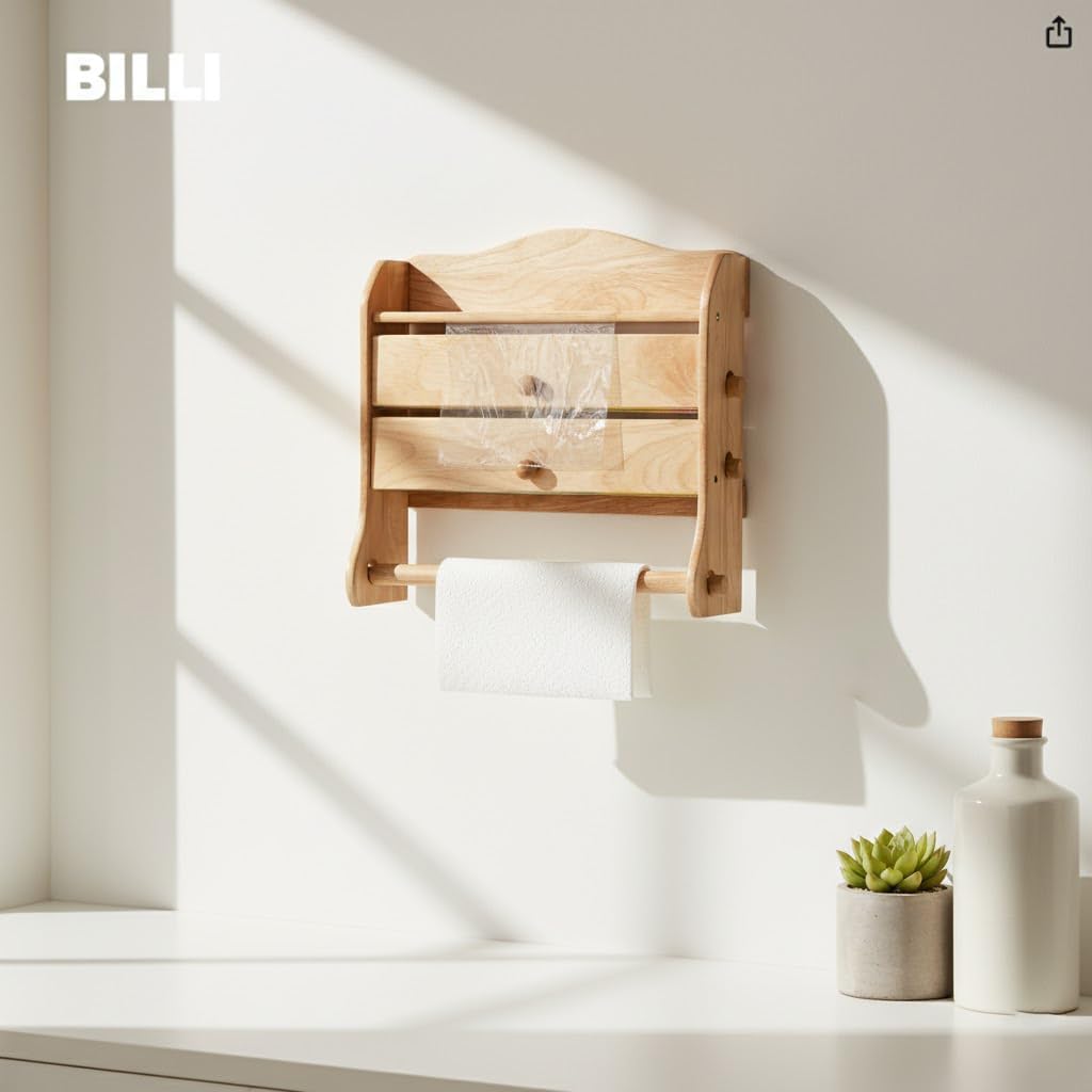 Billi Wooden Wrap Dispenser – Beige | 3 - in - 1 Kitchen Roll Organizer 11.5*35.5*37 cm - Al Kabayel Discount CentreBilli Wooden Wrap Dispenser – Beige | 3 - in - 1 Kitchen Roll Organizer 11.5*35.5*37 cmOrganizers & AccessoriesBILLIAl Kabayel Discount Centre