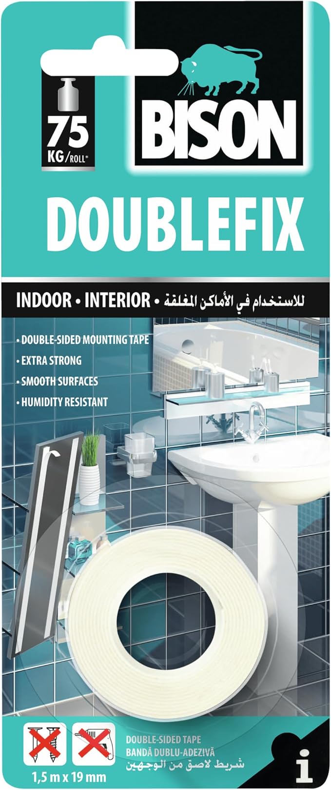 Bison Double Fix Mounting Tape, White - 1,5mx19mm - Al Kabayel Discount CentreBison Double Fix Mounting Tape, White - 1,5mx19mmGardening ToolsBISONAl Kabayel Discount Centre